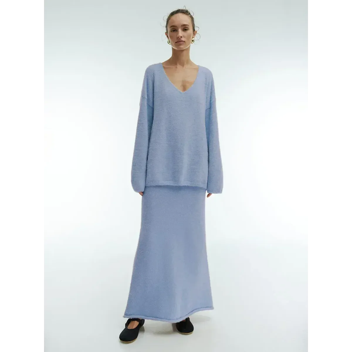 Cozy Knit V-Neck Sweater & Skirt Set - Bottoms - Sets / Co-ords - 3