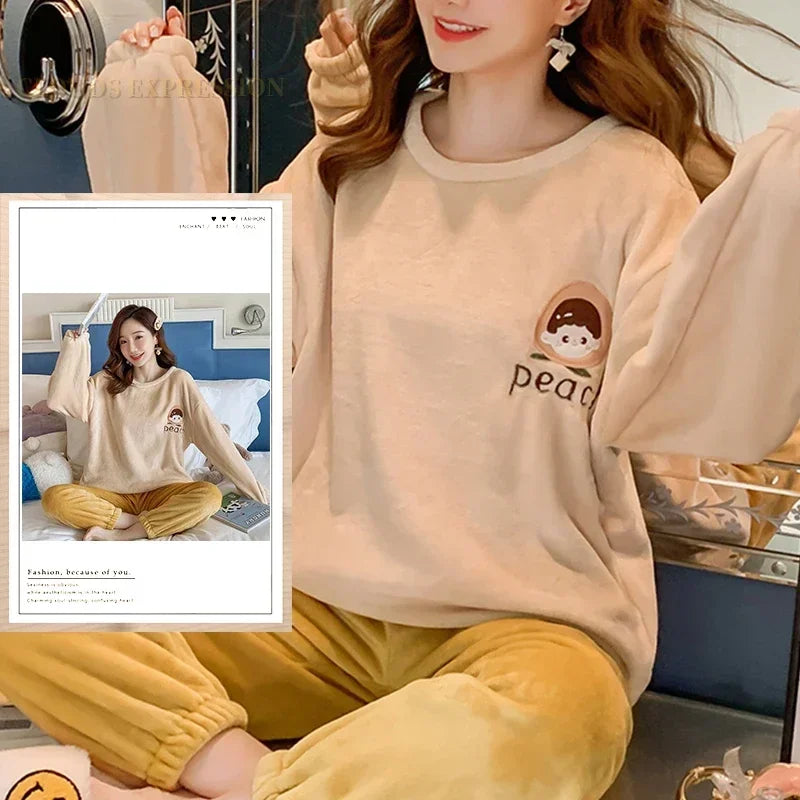 Cozy Pajama Set for Women - Cute Cartoon Sleepwear - W8 POCKETLESS / M / CHINA - Women’s Clothing & Accessories