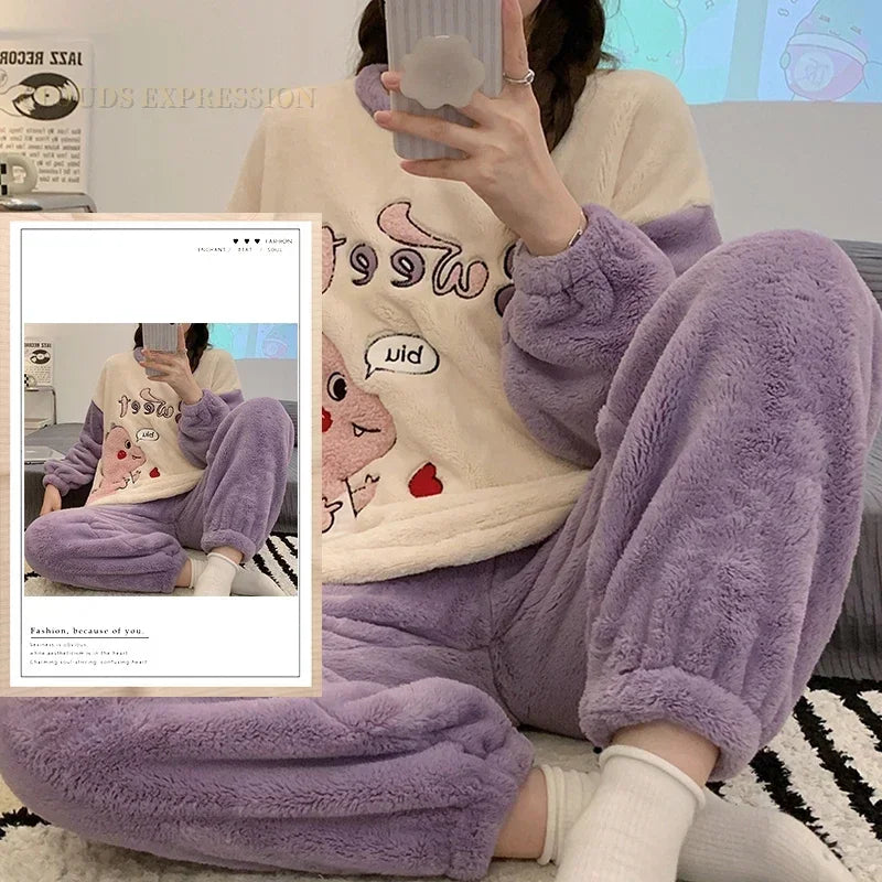 Cozy Pajama Set for Women - Cute Cartoon Sleepwear - W18 NO POCKET / M / CHINA - Women’s Clothing & Accessories