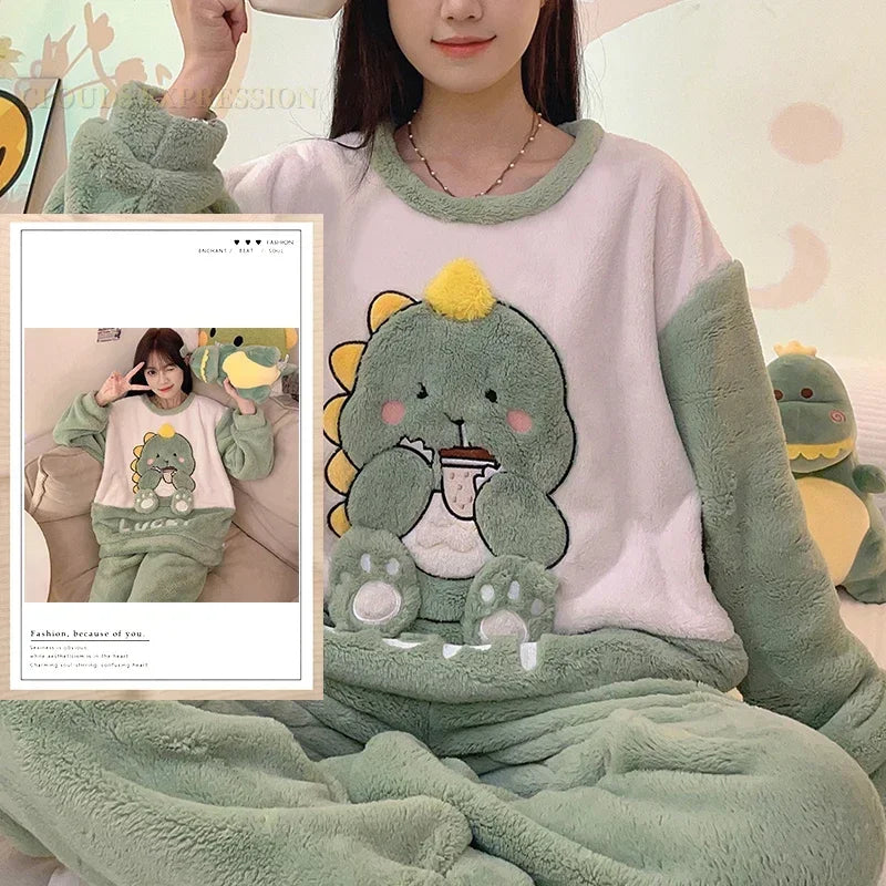 Cozy Pajama Set for Women - Cute Cartoon Sleepwear - W19 NO POCKET / XXL / CHINA - Women’s Clothing & Accessories