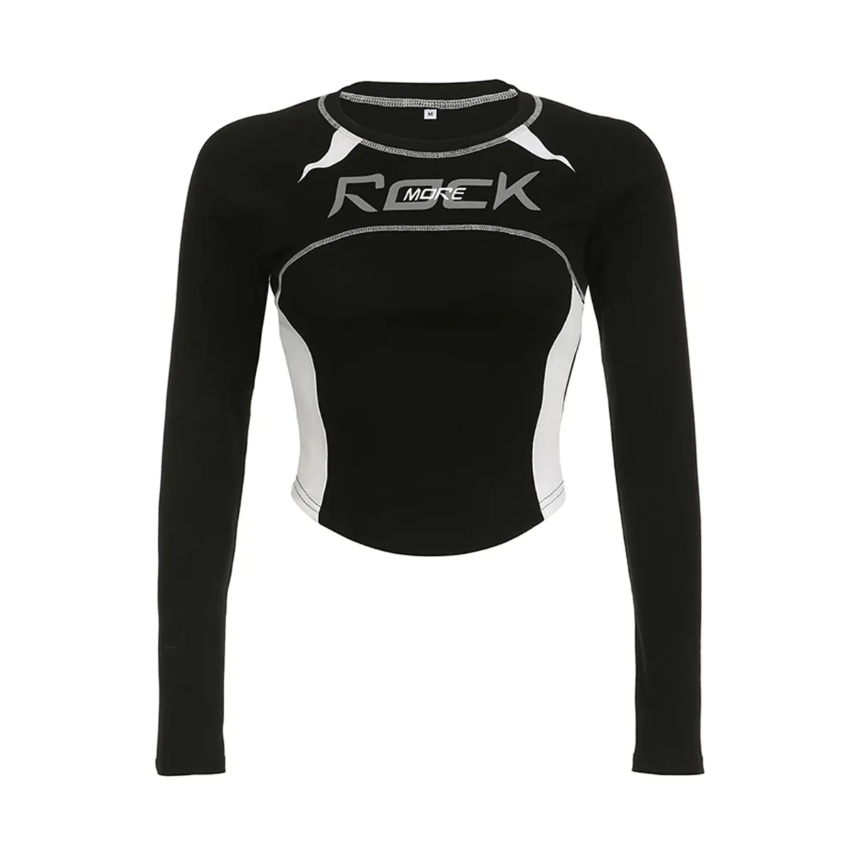 Crew Neck Letter Print Top - Long Sleeve Casual Streetwear T-Shirt - T-Shirts - Long - Boat - Blouses - 6