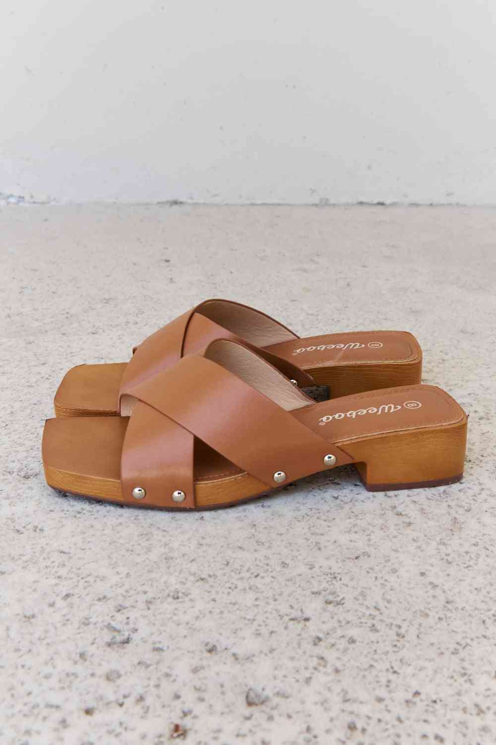 Step Into Summer Criss Cross Wooden Clog Mule in Brown - All Products - Shoes - 7 - 2024