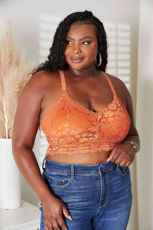 Full Size Crisscross Lace Bralette - Rust / S/M - Intimates - Bras - 1 - 2024