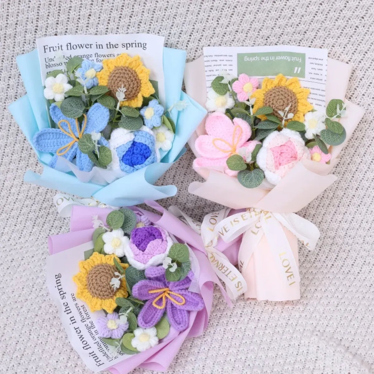 Crochet Flower Bouquet – Sunflower Rose & Tulip Gift for Birthday or Valentine’s Day - Christmas - Plushie - 4