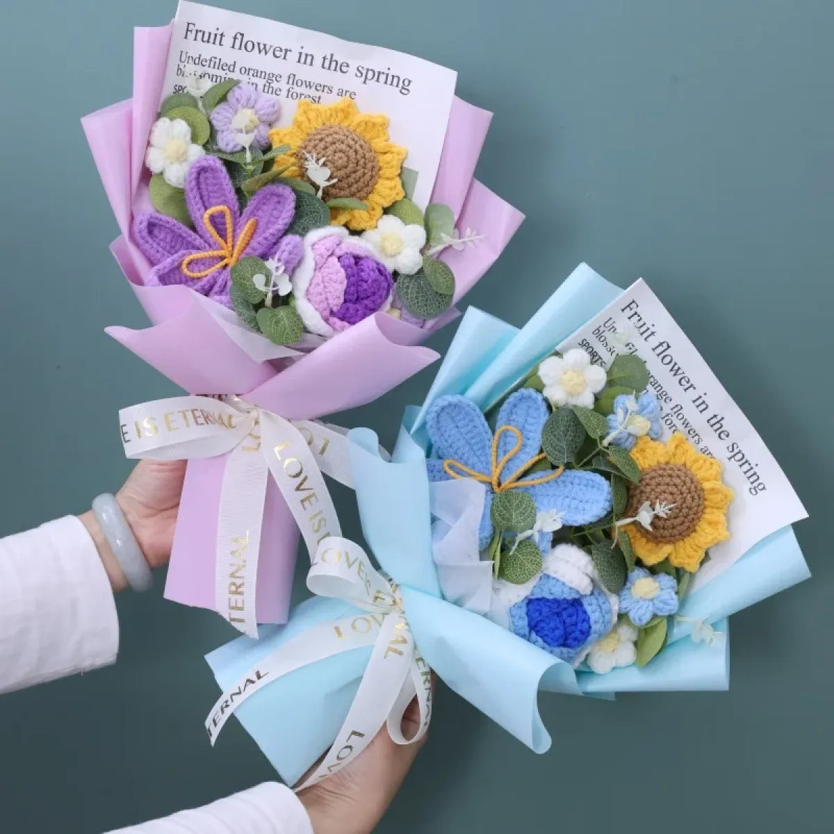 Crochet Flower Bouquet – Sunflower Rose & Tulip Gift for Birthday or Valentine’s Day - Christmas - Plushie - 2