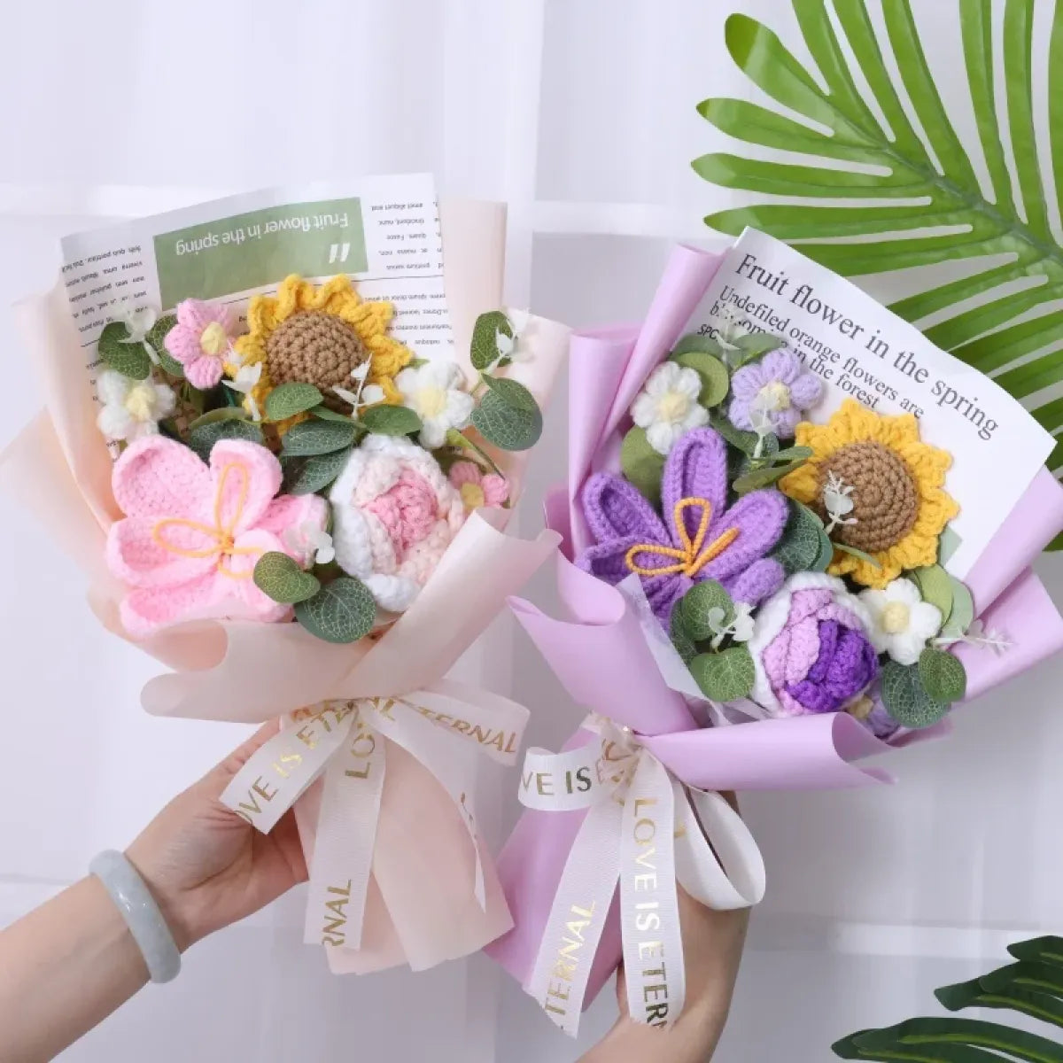 Crochet Flower Bouquet – Sunflower Rose & Tulip Gift for Birthday or Valentine’s Day - Christmas - Plushie - 1