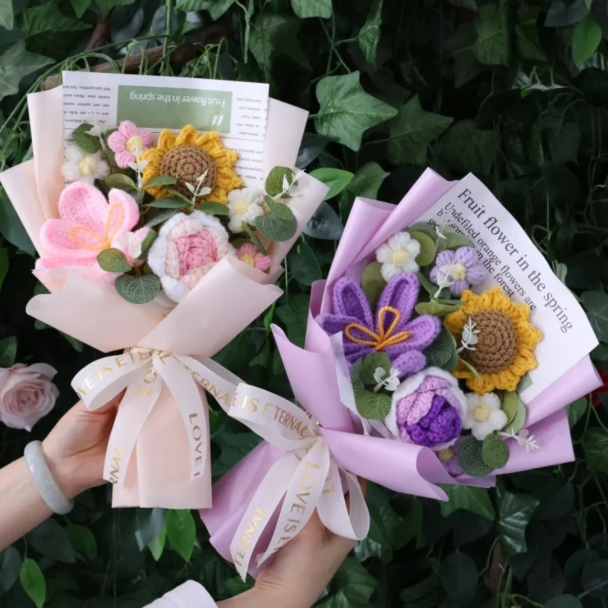 Crochet Flower Bouquet – Sunflower Rose & Tulip Gift for Birthday or Valentine’s Day - Christmas - Plushie - 5