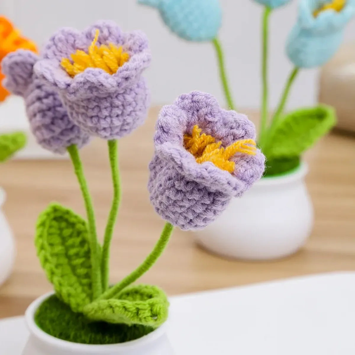 Handmade Crochet Lily Plush – Potted Flower Decor for Desk or Gift - Plushies - Plushie - 4