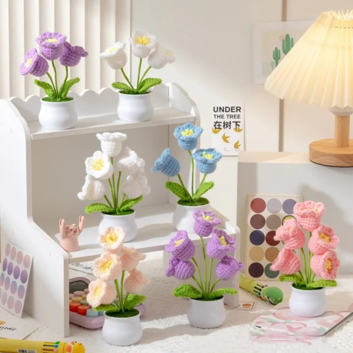 Handmade Crochet Lily Plush – Potted Flower Decor for Desk or Gift - Plushies - Plushie - 1