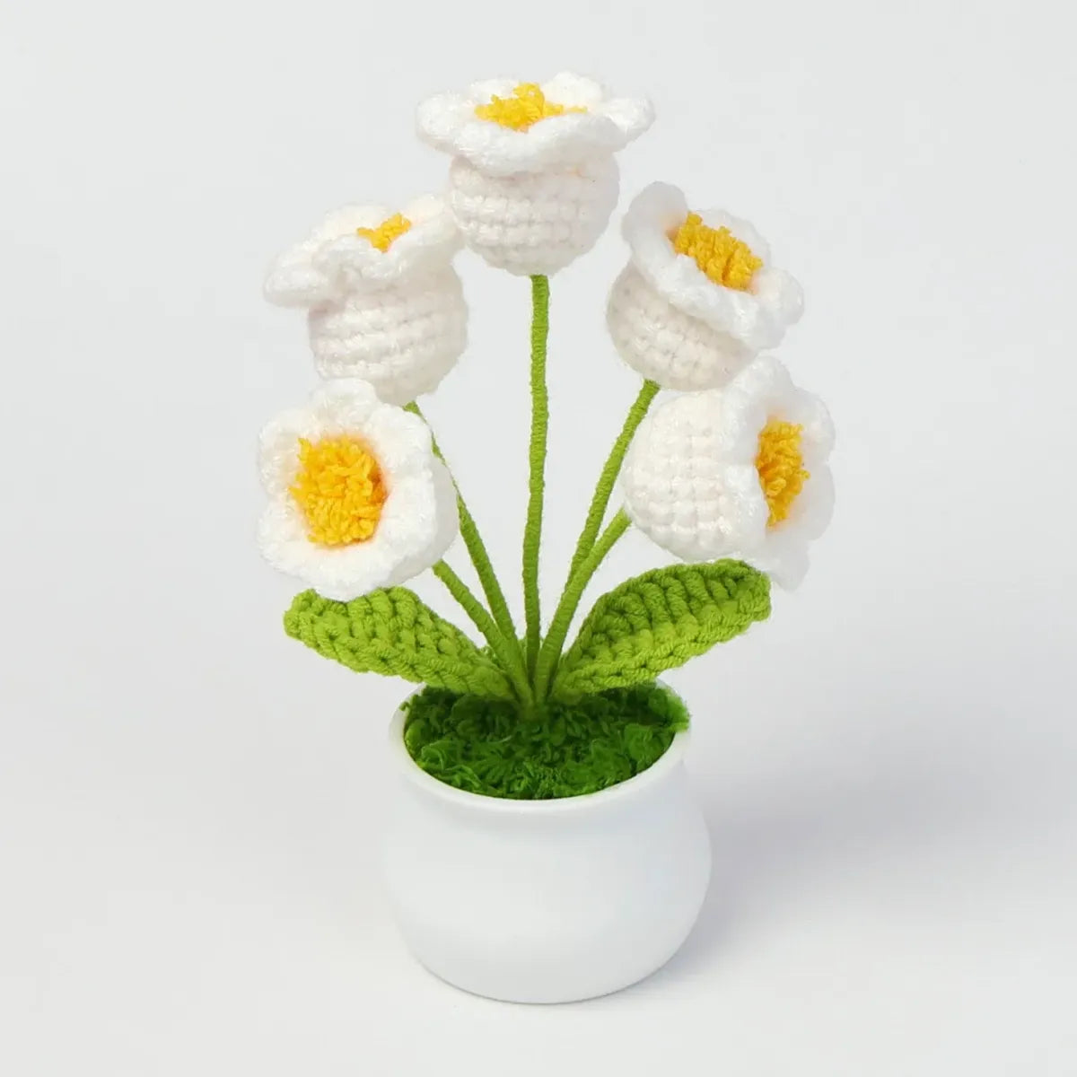 Handmade Crochet Lily Plush – Potted Flower Decor for Desk or Gift - Plushies - Plushie - 8