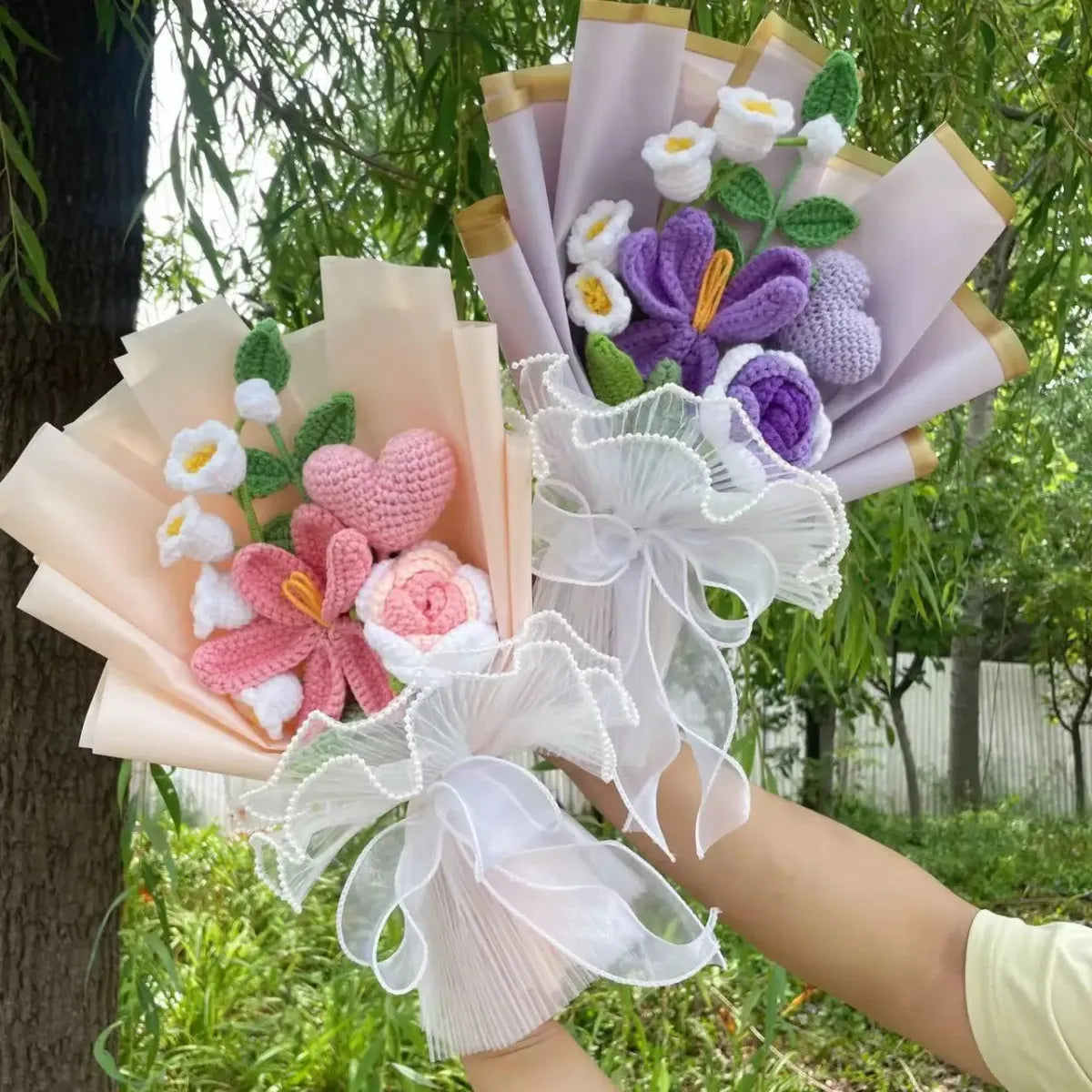 Crochet Sunflower Bouquet – Handmade Knit Gift for Birthday or Graduation - Harajuku Style - Plushie - 4
