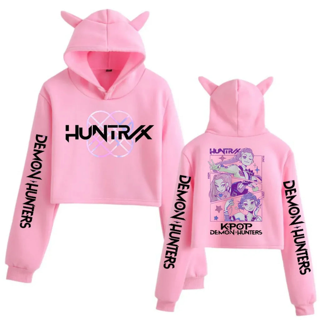 Kpop Demon Hunters Cat Ear Crop Hoodie - Women’s Clothing & Accessories - Hooded - Hoodies - 3