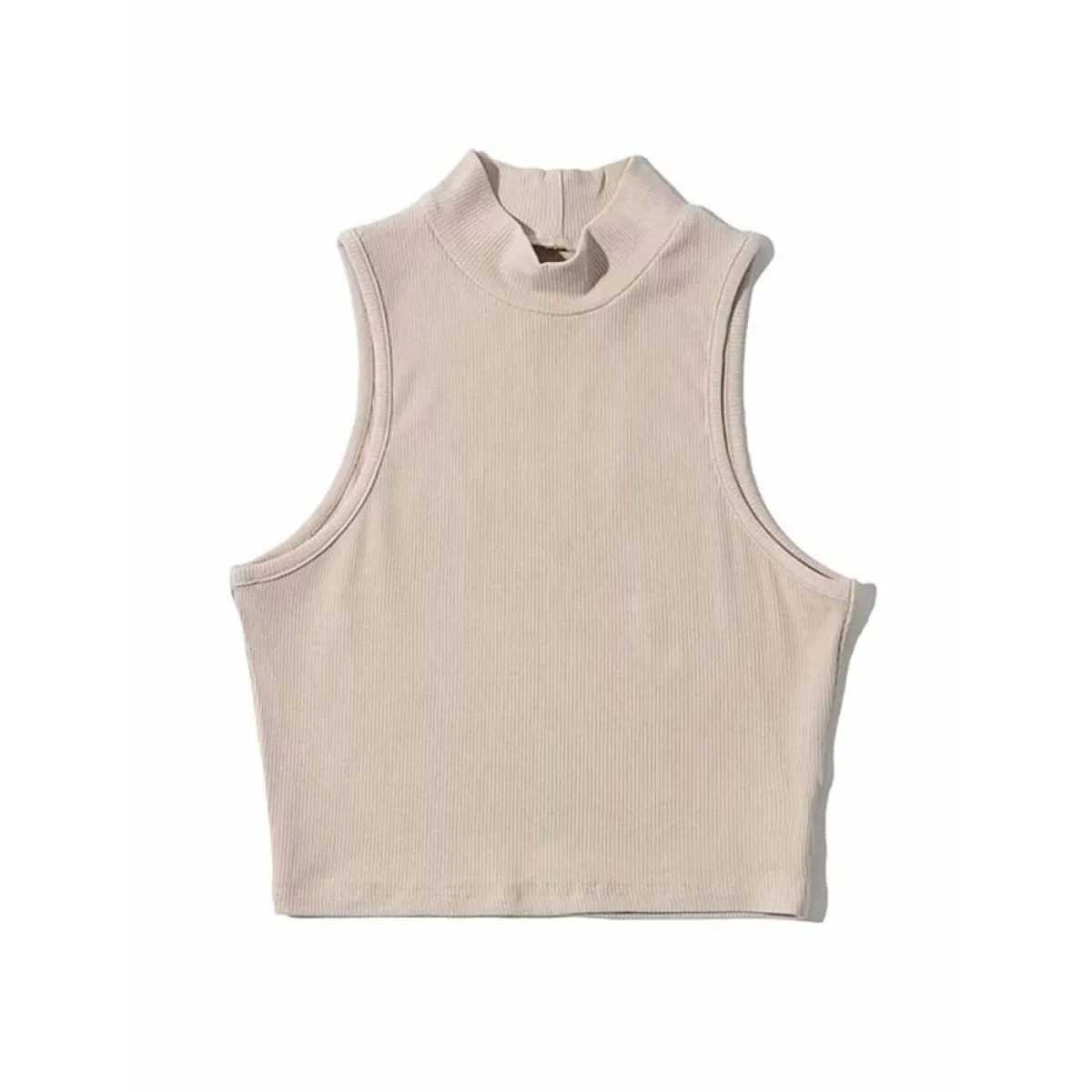 Harajuku Ribbed High Neck Crop Tank - Women’s Clothing & Accessories - Tops - 10