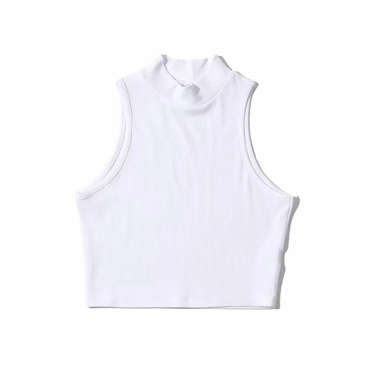 Harajuku Ribbed High Neck Crop Tank - Women’s Clothing & Accessories - Tops - 11