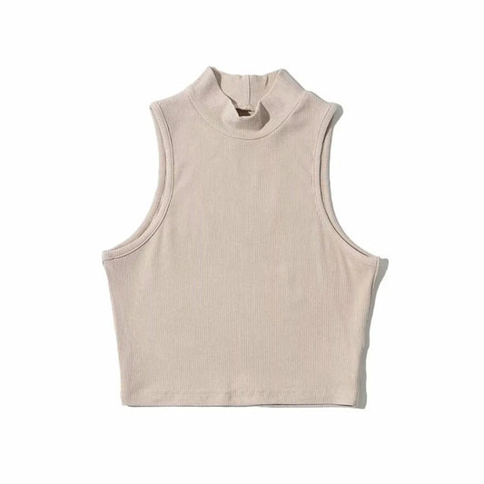 Harajuku Ribbed High Neck Crop Tank - Women’s Clothing & Accessories - Tops - 2