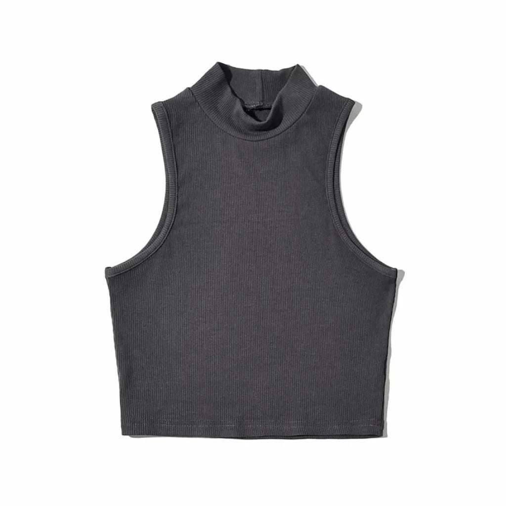 Harajuku Ribbed High Neck Crop Tank - Women’s Clothing & Accessories - Tops - 6