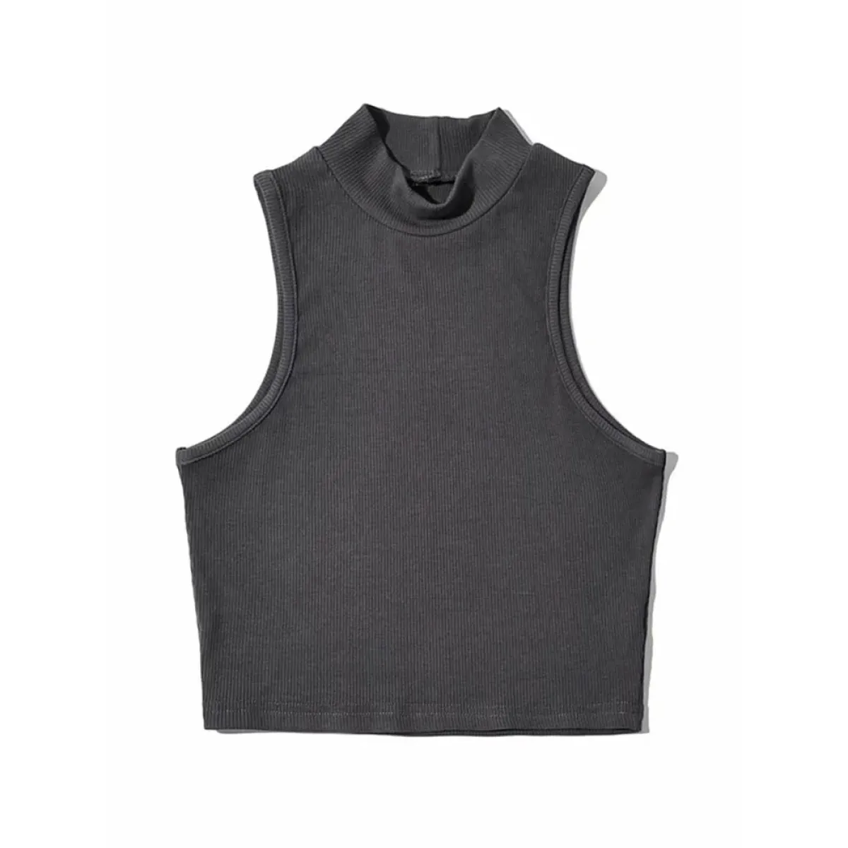 Harajuku Ribbed High Neck Crop Tank - Women’s Clothing & Accessories - Tops - 9