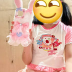 Happy Time Kawaii Ruffle Cartoon Crop Tee - T-Shirts - Crop Top - 5