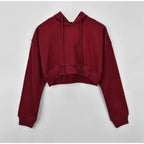 Solid Color Cropped Hoodie - Women’s Clothing & Accessories - 13