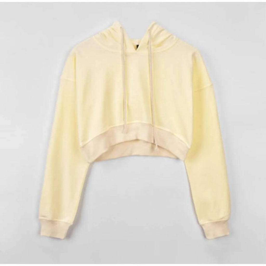 Solid Color Cropped Hoodie - Women’s Clothing & Accessories - 15