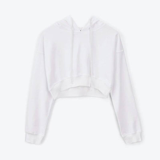 Solid Color Cropped Hoodie - White / S - Women’s Clothing & Accessories - Shirts & Tops - 16 - 2024