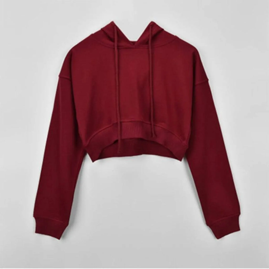 Solid Color Cropped Hoodie - Women’s Clothing & Accessories - 17