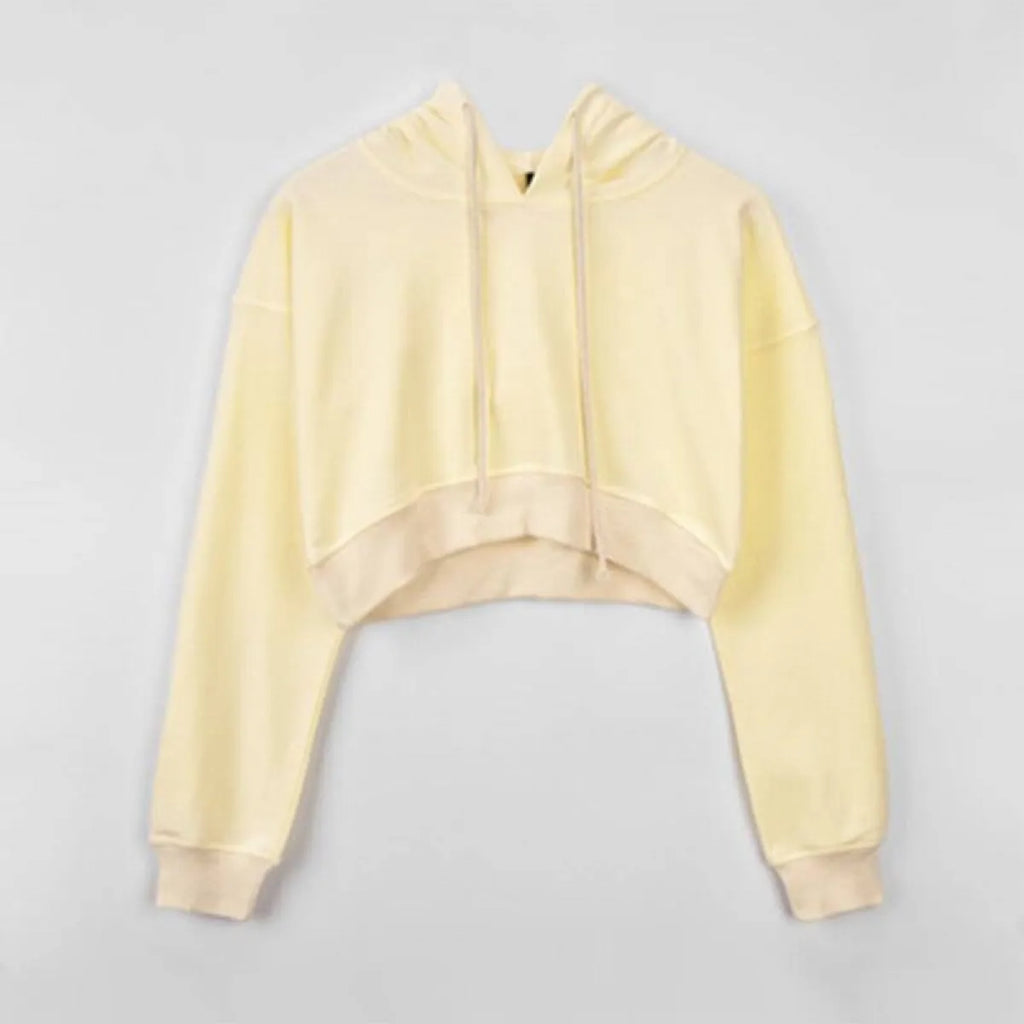 Solid Color Cropped Hoodie - Women’s Clothing & Accessories - 22