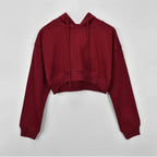 Solid Color Cropped Hoodie - Women’s Clothing & Accessories - 5