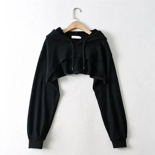 Cropped Hoodie with Raw Hem - Women’s Clothing & Accessories - 1