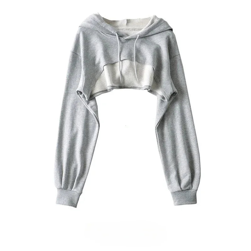 Cropped Hoodie with Raw Hem - Women’s Clothing & Accessories - Shirts & Tops - 3 - 2024