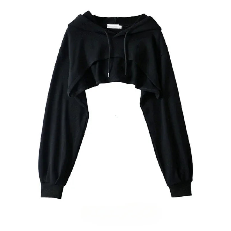 Cropped Hoodie with Raw Hem - Women’s Clothing & Accessories - Shirts & Tops - 4 - 2024