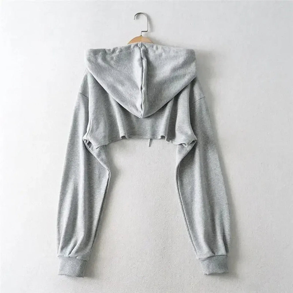 Cropped Hoodie with Raw Hem - Women’s Clothing & Accessories - 5