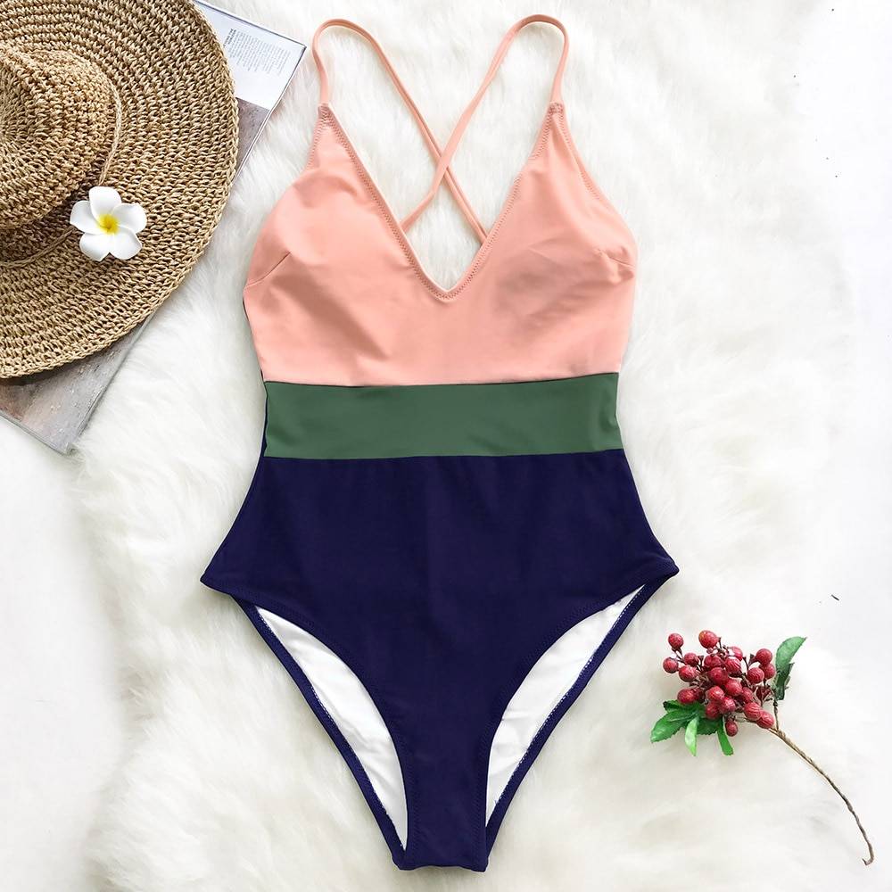 Cross Block One Piece - Women’s Clothing & Accessories - Swimwear - 12 - 2024