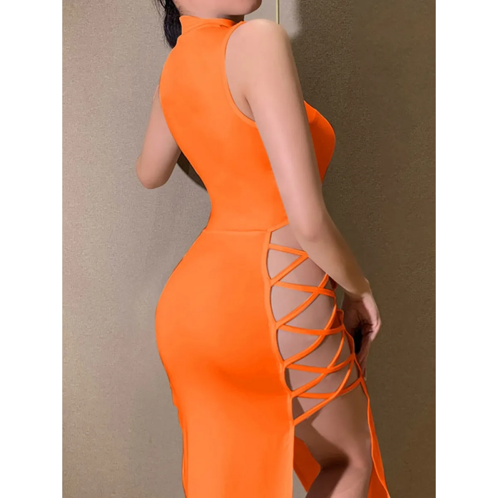 Cryptographic Black Sleeveless Dress - All Dresses - 11