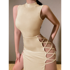 Cryptographic Black Sleeveless Dress - All Dresses - 12