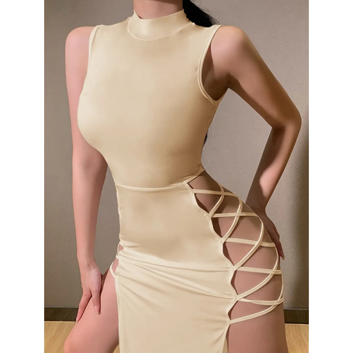 Cryptographic Black Sleeveless Dress - All Dresses - 12