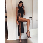 Cryptographic Black Sleeveless Dress - All Dresses - 4