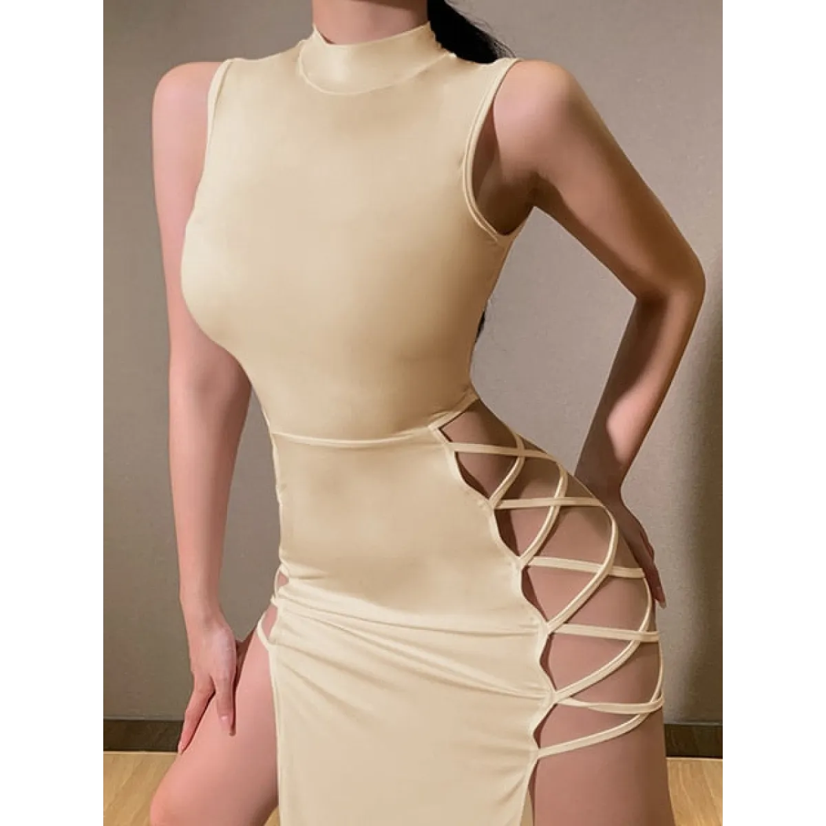 Cryptographic Black Sleeveless Dress - All Dresses - 6