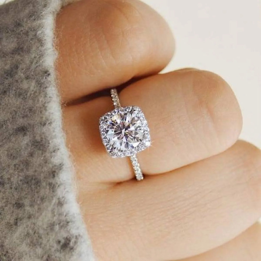 Crystal Decorated Wedding Ring - Women’s Jewelry - 1