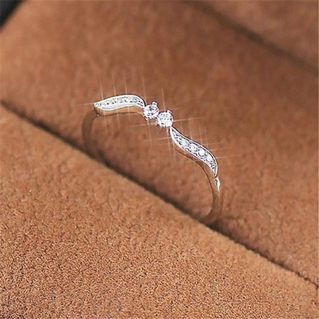 Crystal Decorated Wedding Ring - Women’s Jewelry - 23