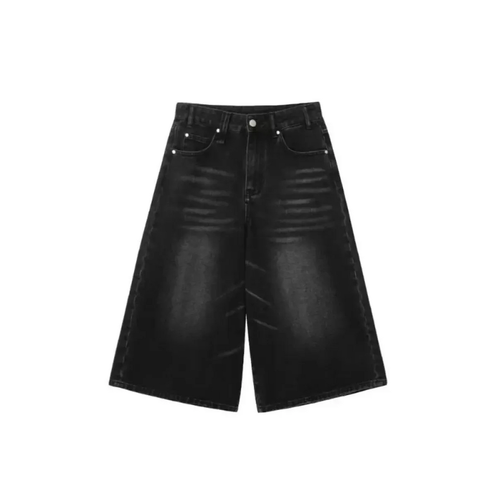 Vintage Y2K Black Wide-Leg Culotte Jeans - Bottoms - Jeans - 6