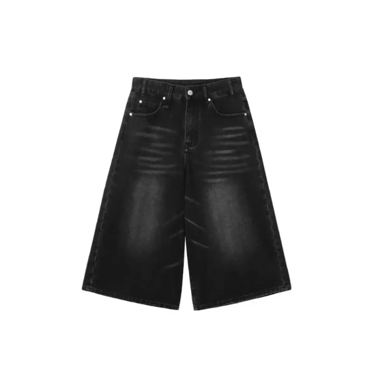 Vintage Y2K Black Wide-Leg Culotte Jeans - Bottoms - Jeans - 6