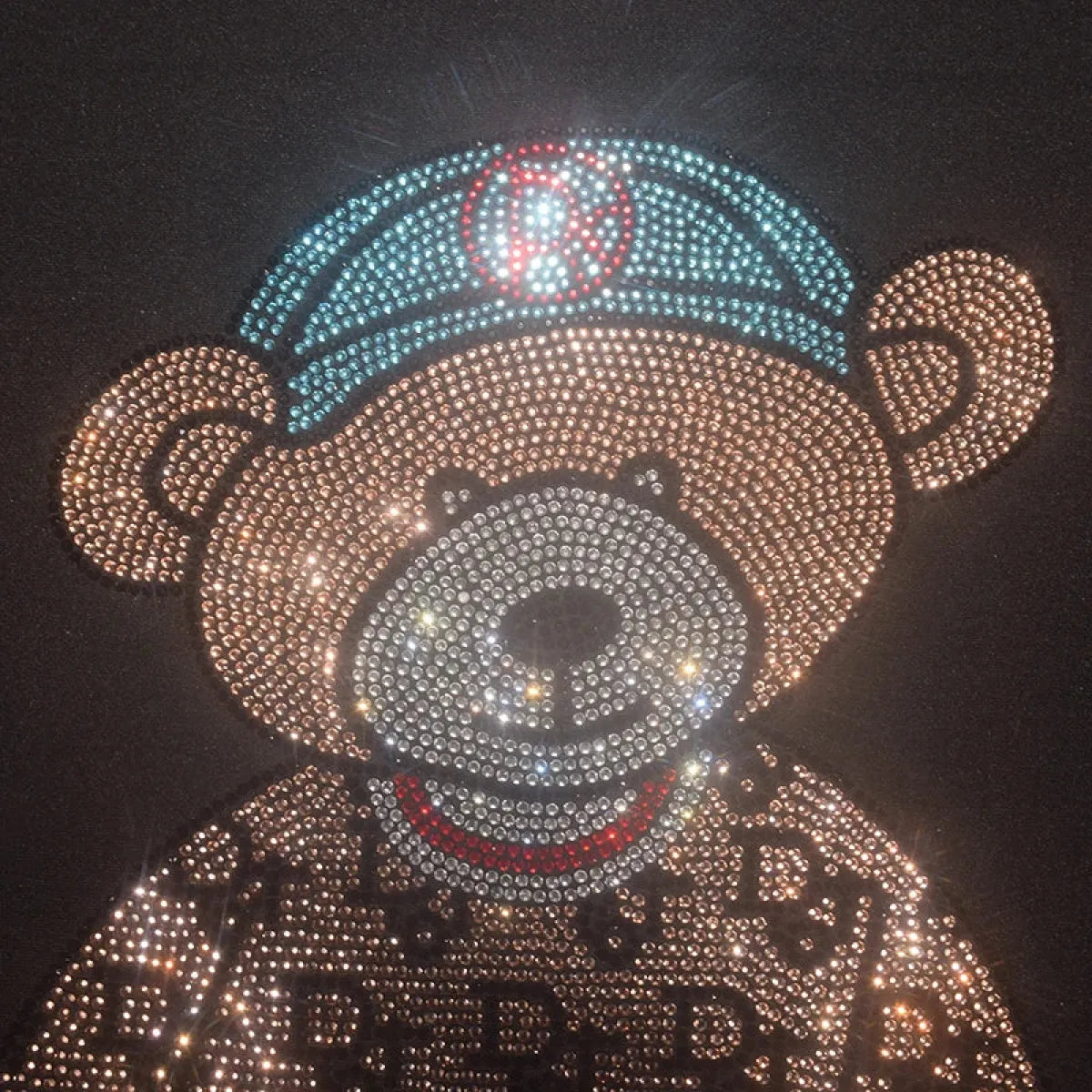 Cute Bear Cotton T-Shirt - Rhinestone Cartoon Top for Women - T-Shirts - 3