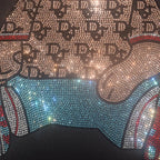 Cute Bear Cotton T-Shirt - Rhinestone Cartoon Top for Women - T-Shirts - 5