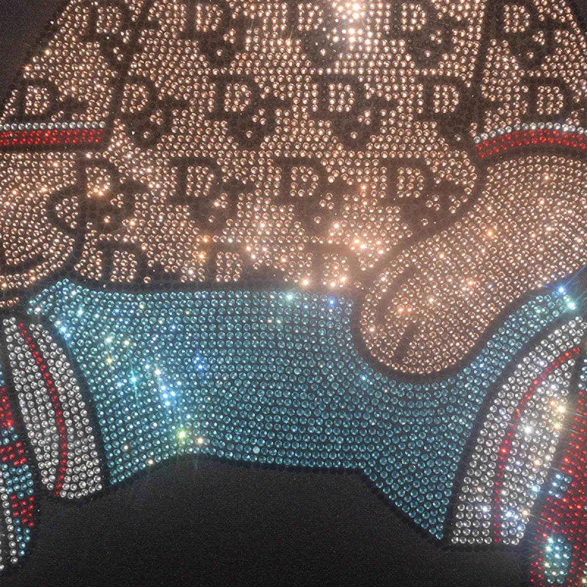 Cute Bear Cotton T-Shirt - Rhinestone Cartoon Top for Women - T-Shirts - 5