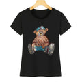 Cute Bear Cotton T-Shirt - Rhinestone Cartoon Top for Women - T-Shirts - 7