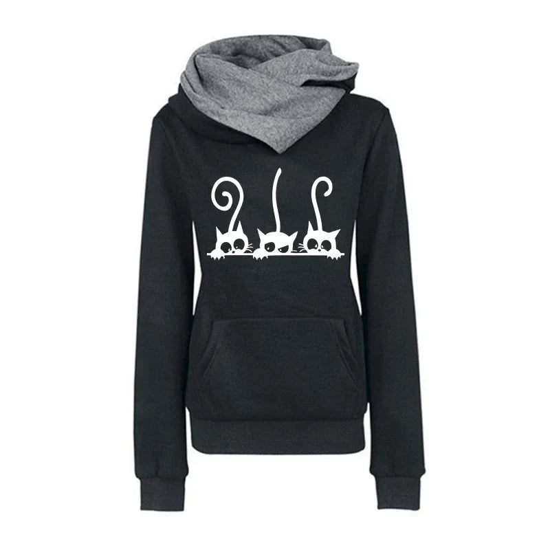 Cute Cat Hoodies for Women - Warm Autumn Winter Casual Sweatshirt - Black / S - T-Shirts - Shirts & Tops - 1 - 2024