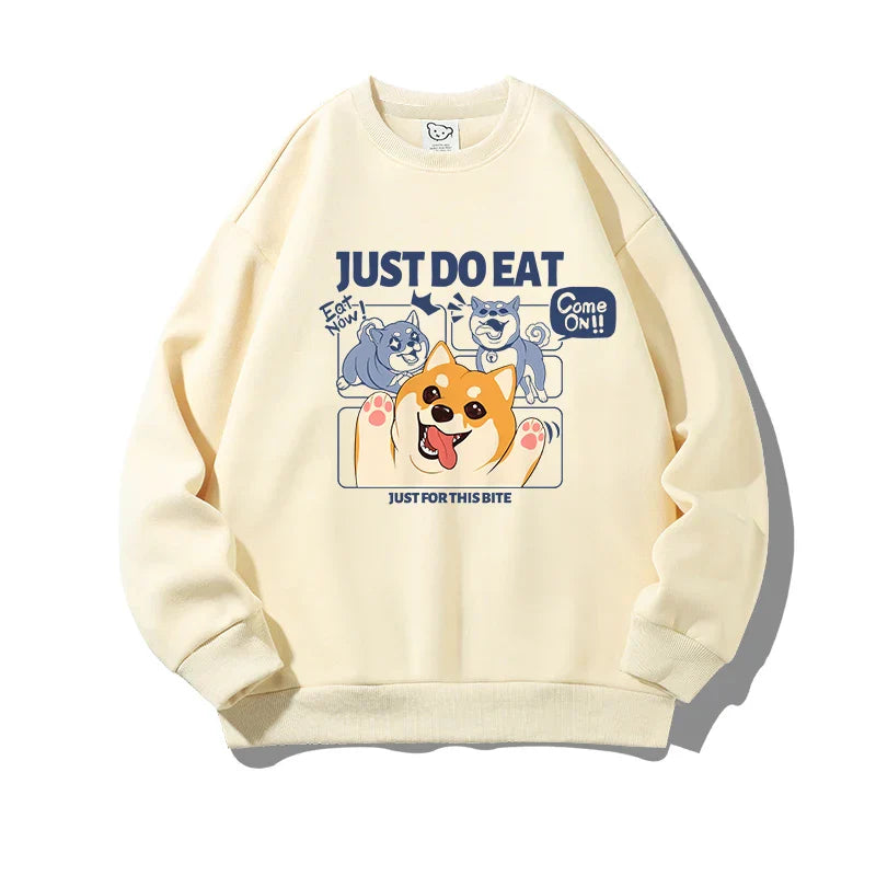 Women’s Cute Dog CrewNeck Sweatshirt - Casual Thermal Long Sleeve Pullover - Beige / S / CHINA - T-Shirts - Shirts &