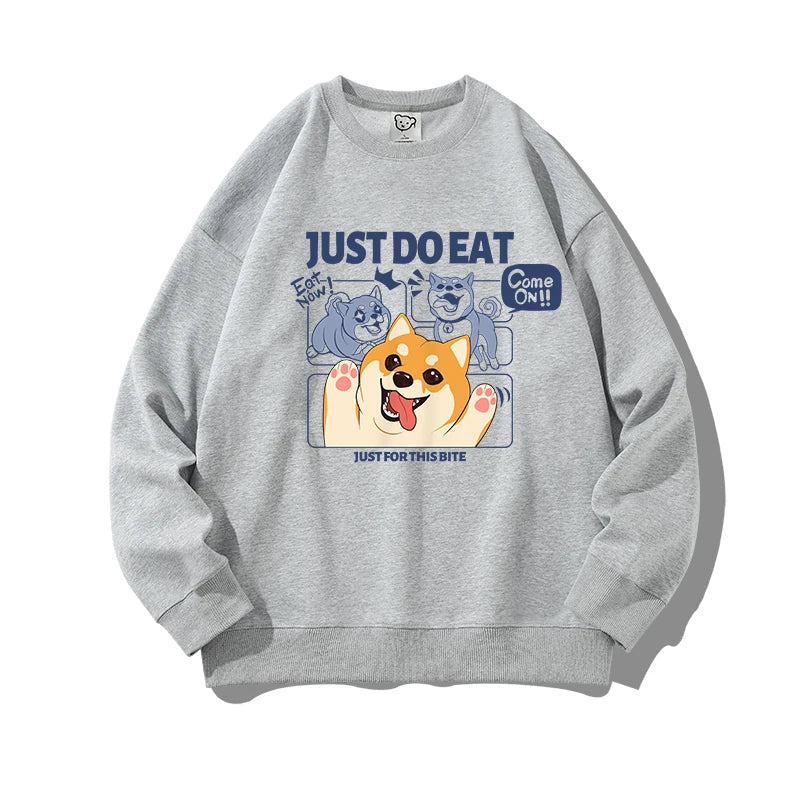 Women’s Cute Dog CrewNeck Sweatshirt - Casual Thermal Long Sleeve Pullover - Light Gray / S / CHINA - T-Shirts