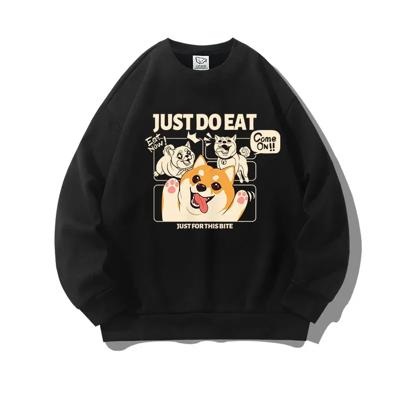 Women’s Cute Dog CrewNeck Sweatshirt - Casual Thermal Long Sleeve Pullover - Black / S / CHINA - T-Shirts - Shirts &